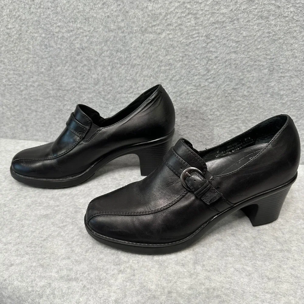 Dansko Black Leather Mary Jane Block Heel Pumps Buckle Strap 3803-0202 Womens 38